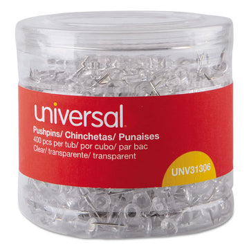 Universal® Clear Push Pins, Plastic, 3-8", 400-pack freeshipping - TVN Wholesale